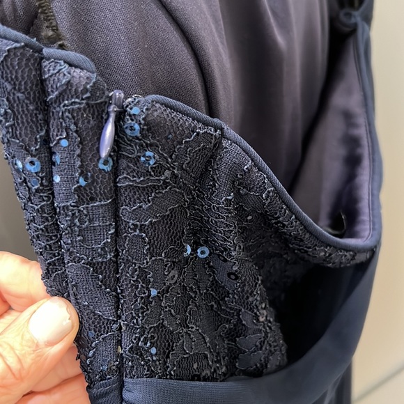 {Jump Apparel}Sz 5/6 Strapless Navy Sequined Short Dress w/Sheer Long SkirtCover - Picture 6 of 10